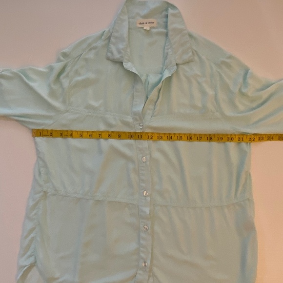 Anthropologie Cloth & Stone Button Down Light Aqua Shirt Size Large - Picture 11 of 13